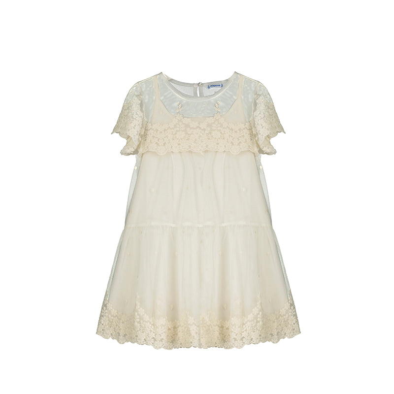 Girls Embroidered Tulle Dress