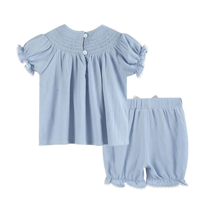 Light Blue Nativity Smocked Dress and Bloomers Set: 12-18M, 18-24M