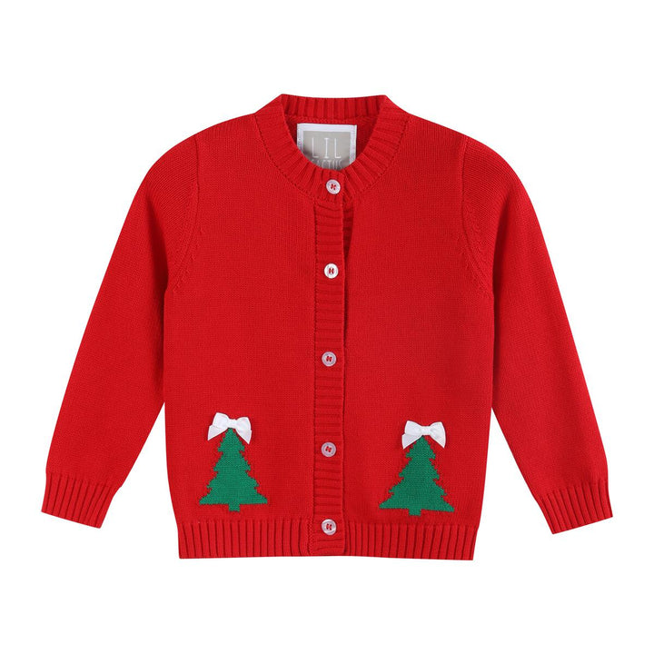 Red Christmas Tree Knit Cardigan: 6-12M, 12-18M, 18-24M, 3T