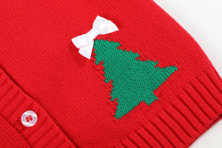 Red Christmas Tree Knit Cardigan: 6-12M, 12-18M, 18-24M, 3T