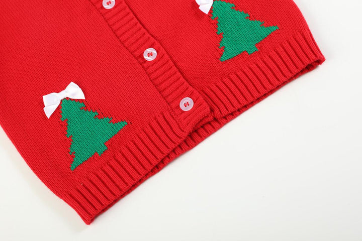 Red Christmas Tree Knit Cardigan: 6-12M, 12-18M, 18-24M, 3T