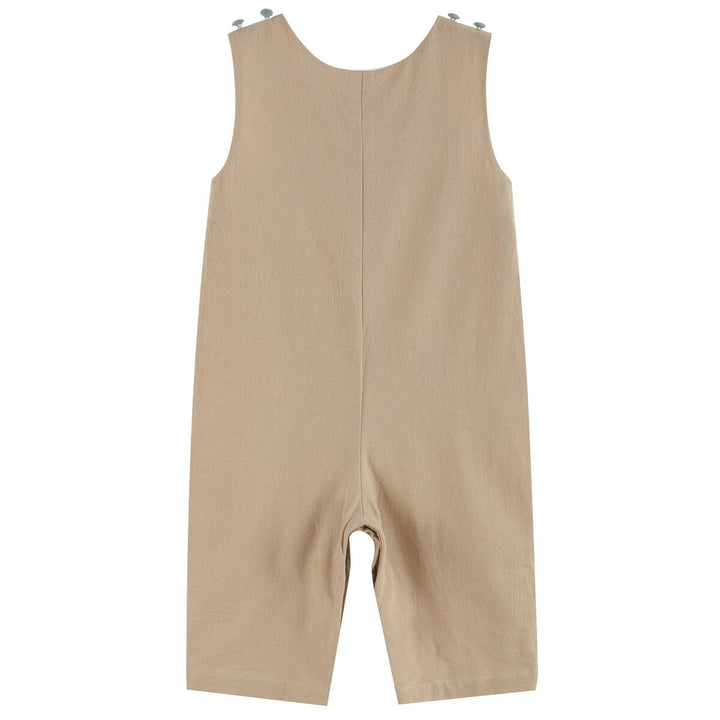 Oyster Brown Big Mouth Bass Smocked Overalls: 18-24M, 2T