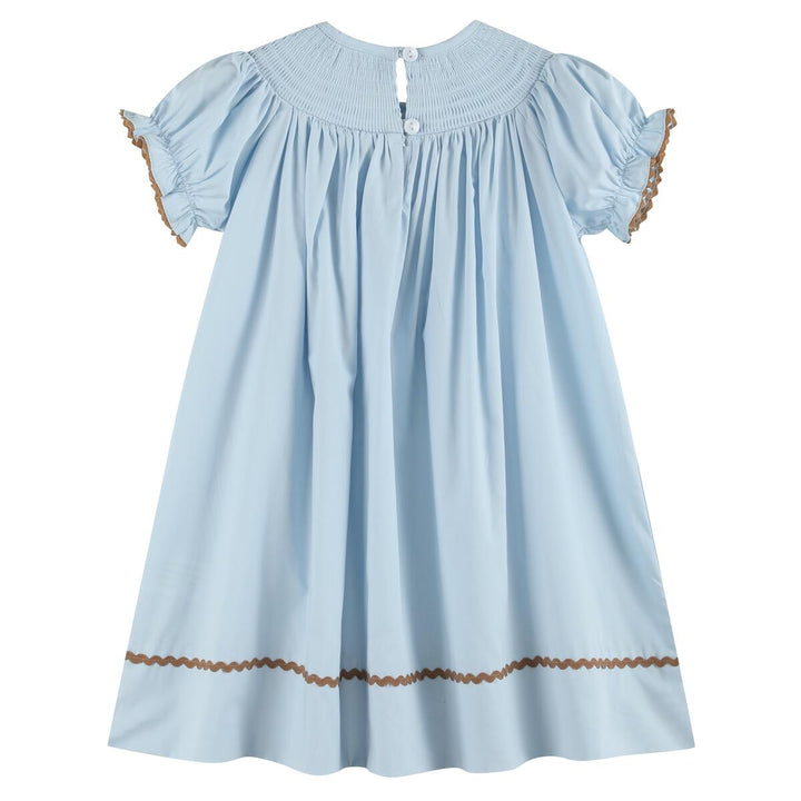 Blue Pumpkin Gingham Girls Smocked Bishop Dress: 4T