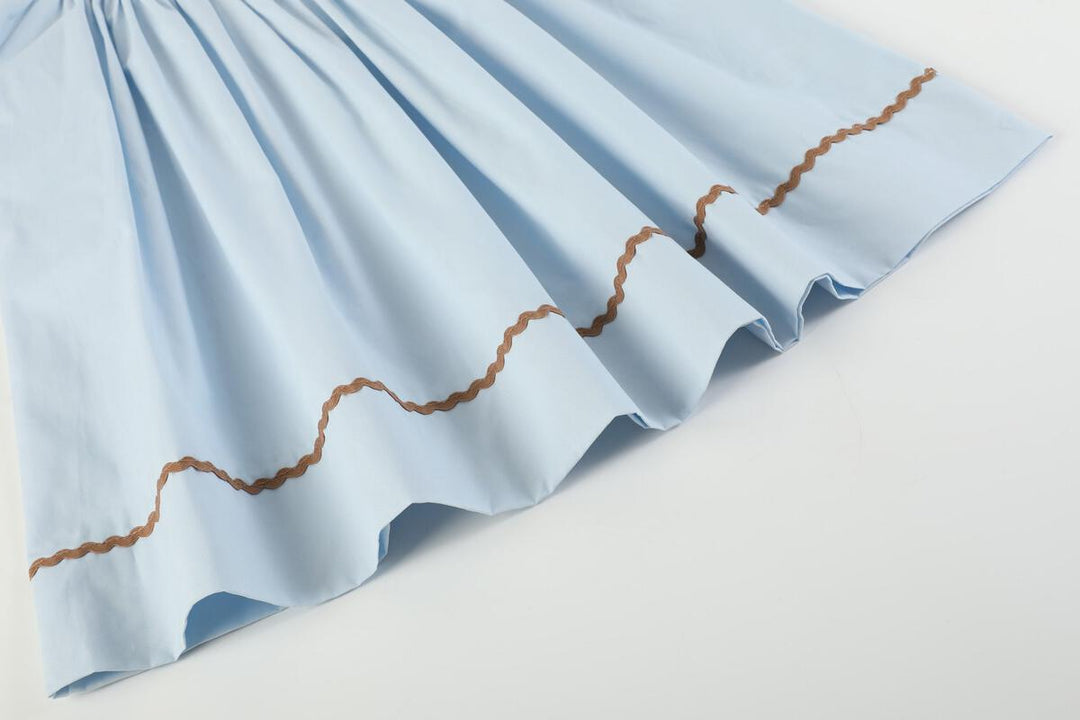 Blue Pumpkin Gingham Girls Smocked Bishop Dress: 4T