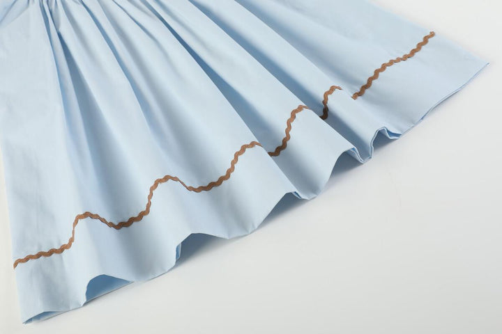 Blue Pumpkin Gingham Girls Smocked Bishop Dress: 4T