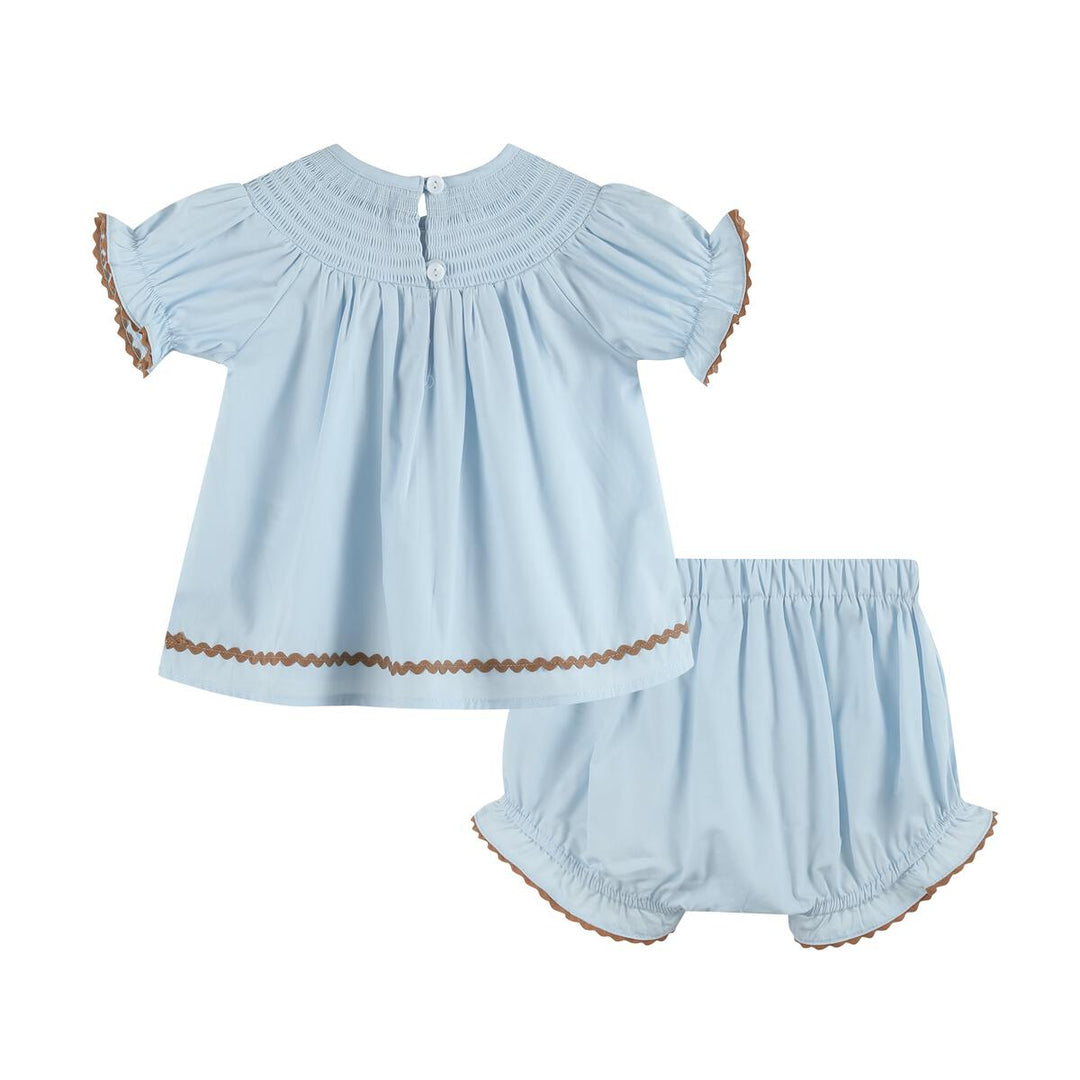 Blue Pumpkin Gingham Smocked Dress Infant Bloomer Set: 12-18M