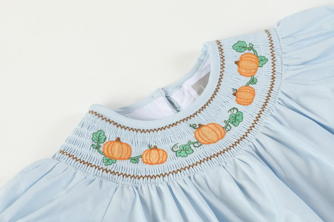 Blue Pumpkin Gingham Smocked Dress Infant Bloomer Set: 12-18M