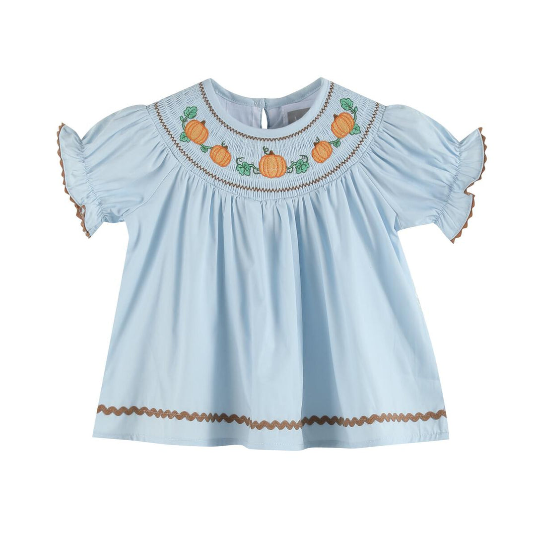 Blue Pumpkin Gingham Smocked Dress Infant Bloomer Set: 12-18M