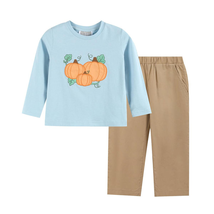 Blue Pumpkin Shirt and Brown Pants Set: 2T, 4T, 5