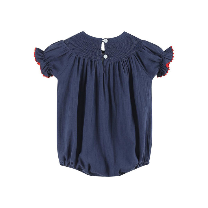 Navy Blue Santa Smocked Bubble Romper: 12-18M, 18-24M, 2T