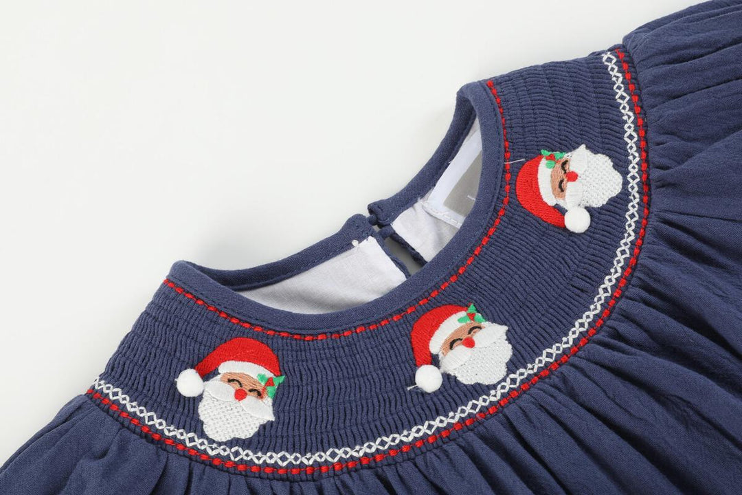 Navy Blue Santa Smocked Bubble Romper: 12-18M, 18-24M, 2T