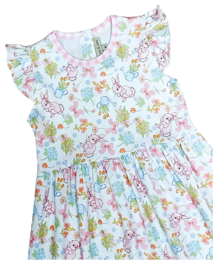 Girls Pima Play Dress | Bunny