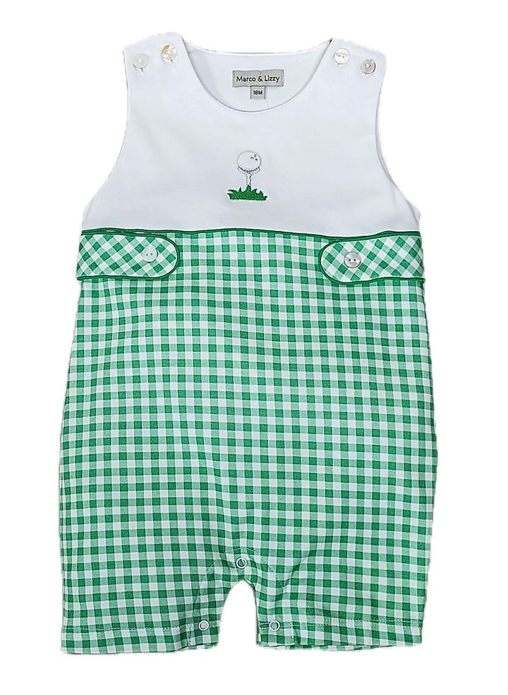 Baby Boys Green Gingham Overall Set | Golf Collection