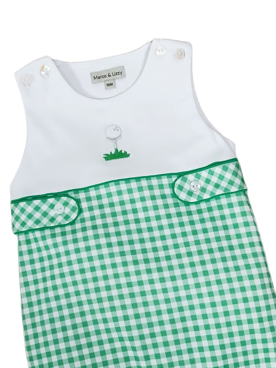 Baby Boys Green Gingham Overall Set | Golf Collection