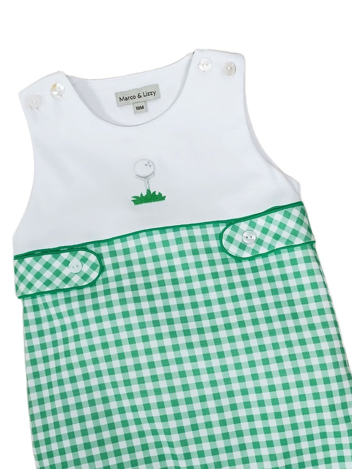 Baby Boys Green Gingham Overall Set | Golf Collection