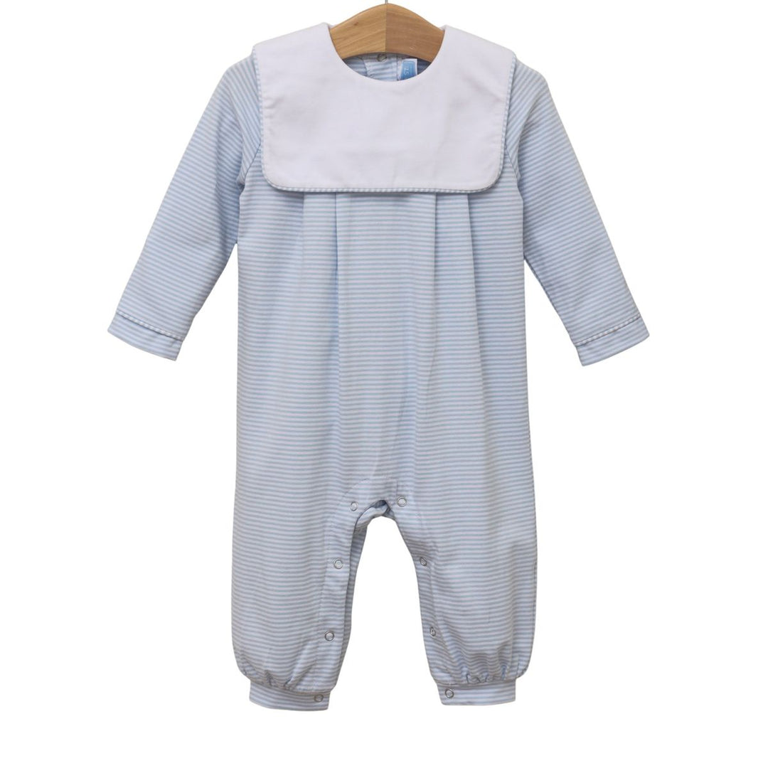 Lucas Romper- Light Blue Stripe