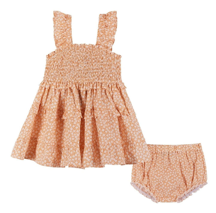 Orange Ruffle Smocked Dress - 3T