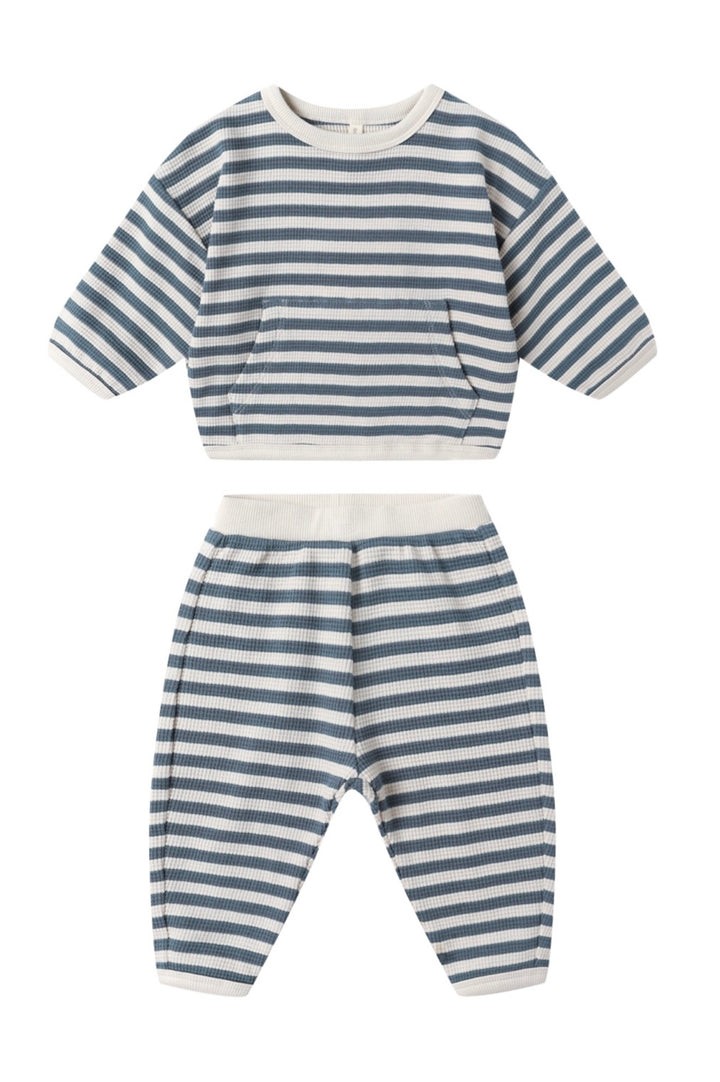 Baby Boys Waffle Slouch Set | Ocean Stripe