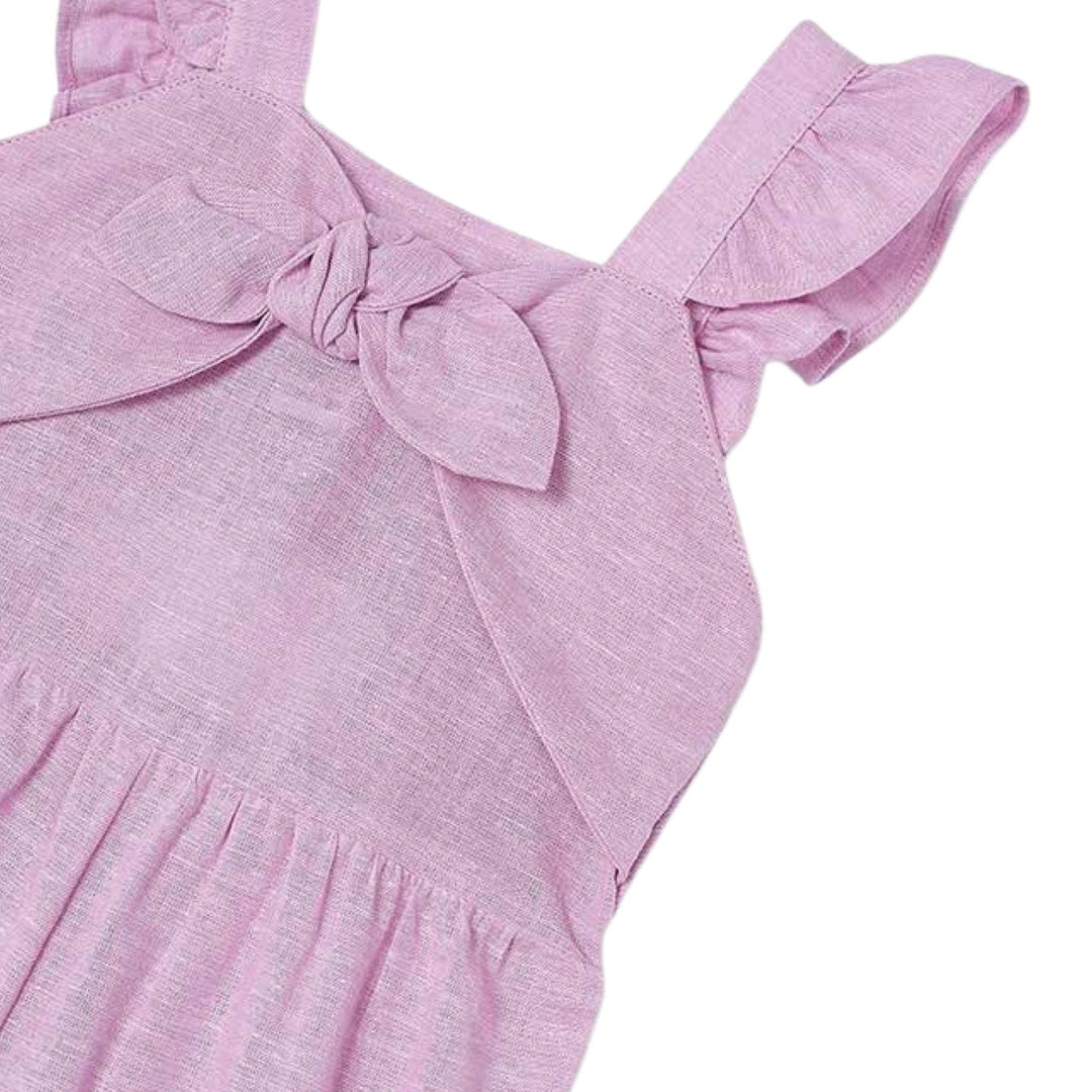 Mayoral Girls Linen Romper Jumpsuit - Mauve: 5