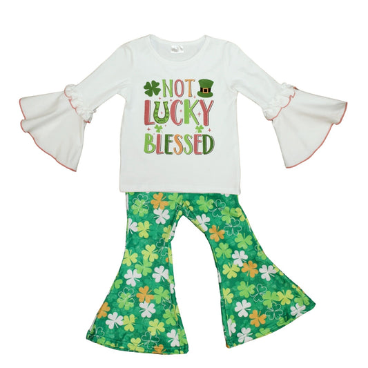 St. Patrick's Not Lucky, Blessed Flare Pant Set 3T, 4T, 5, 10