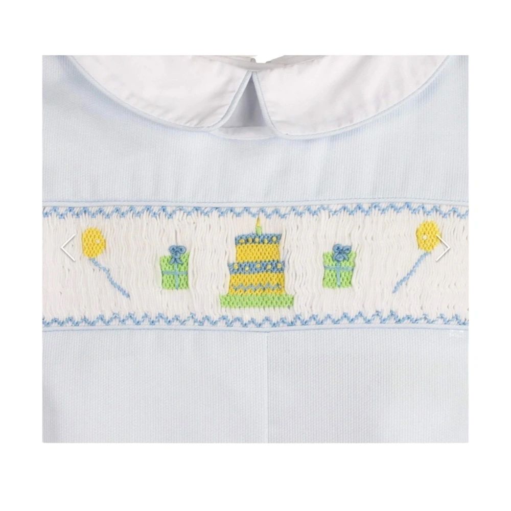 Petit Ami Boys Smocked First Birthday Romper