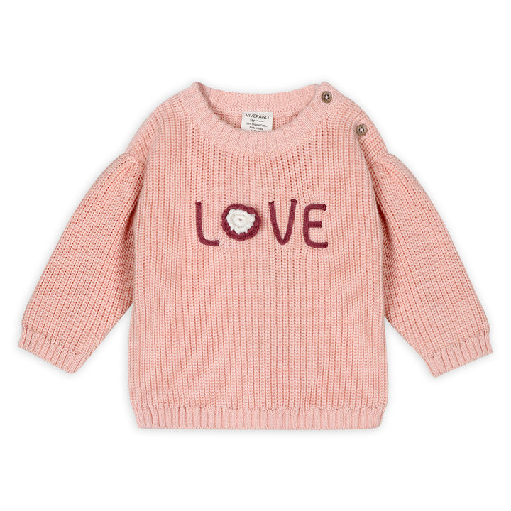 LOVE Embroidered Sweater Knit Baby Pullover (Organic Cotton)