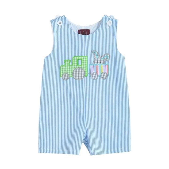 Easter Bunny Train Boys Shortalls