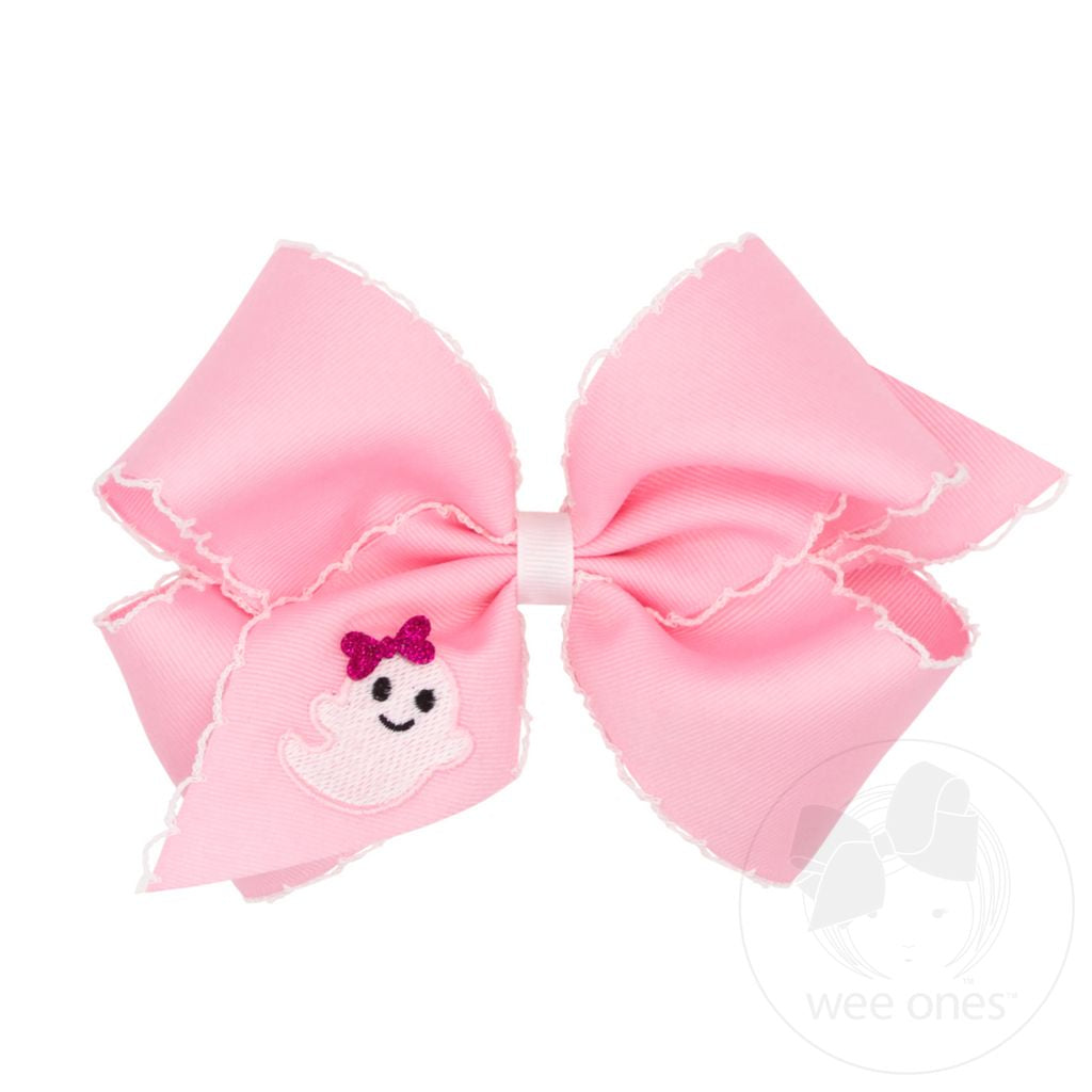 King Halloween Ghost Embroidery Moonstitch Hair Bow