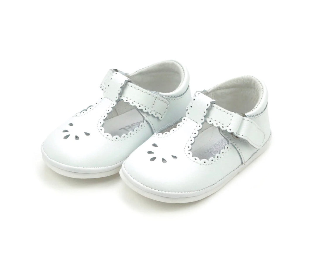 Dottie Scalloped Perforated MJ | White