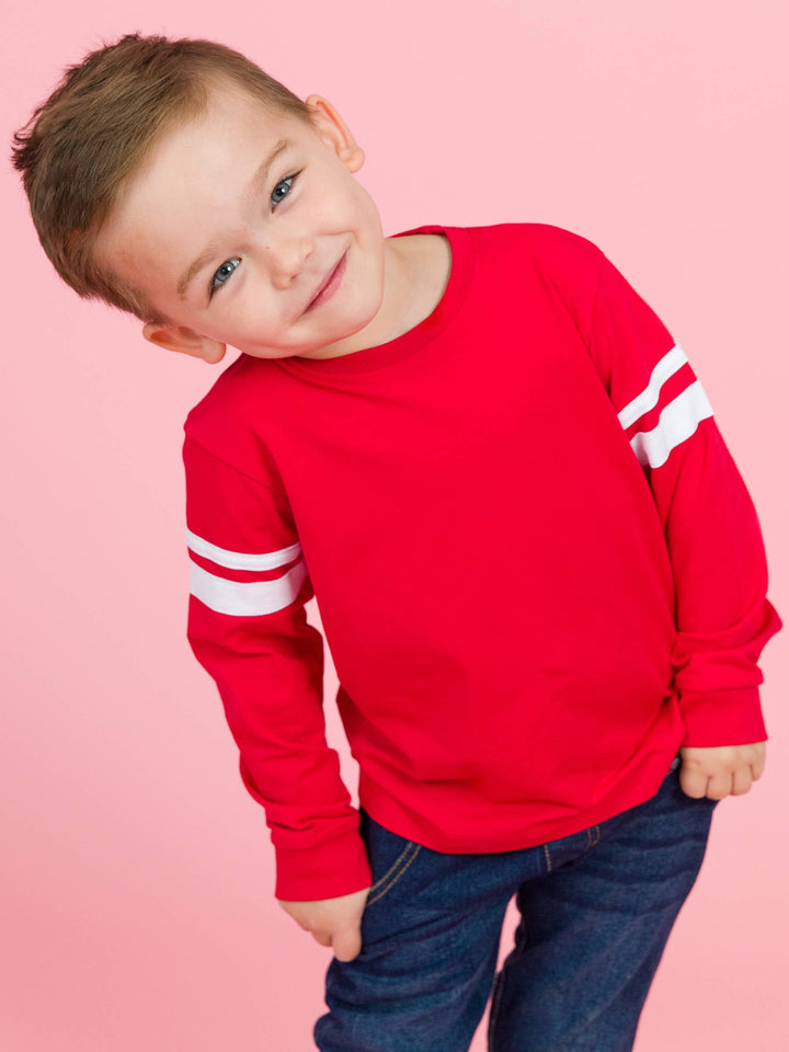 Boys Red Racing Stripe Long Sleeve Shirt