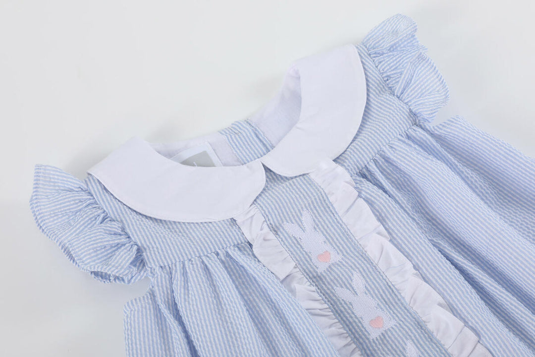 Light Blue Easter Bunny Yoke Dress