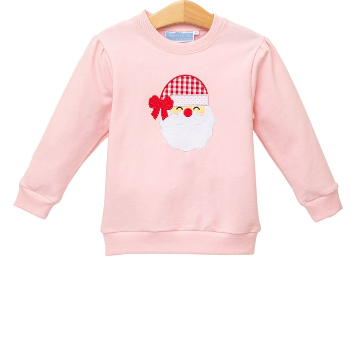 French Terry Girls Pullover- Santa (Light Pink)