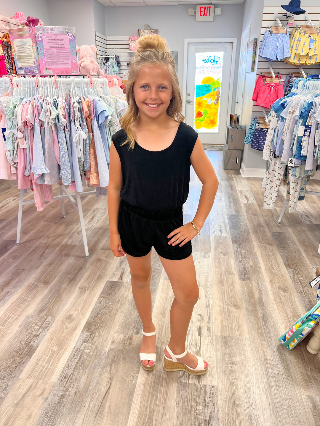 Erge Tween Slinky Knit Romper - Black: 7/8, 10/12, 14