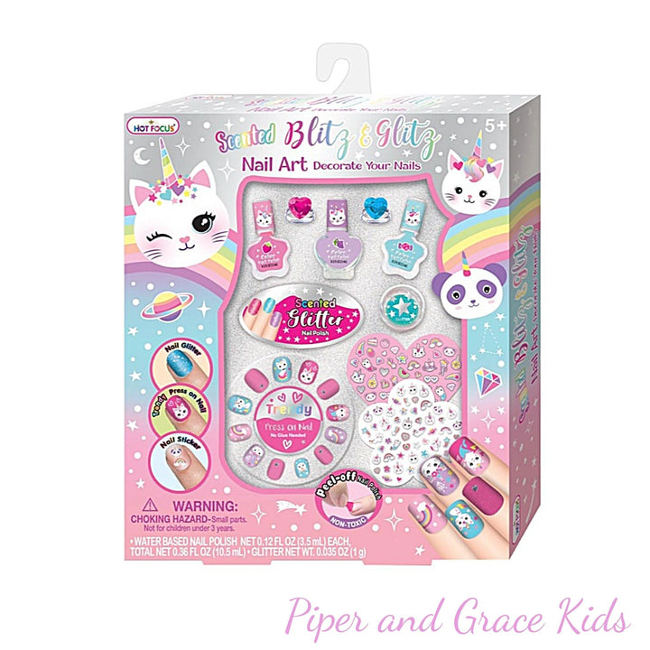 Hot Focus Scented Glitz and Blitz Nail Art Set - Caticorn