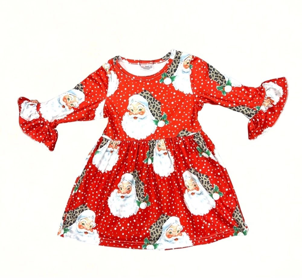 Santa Cheetah Dress: 3T