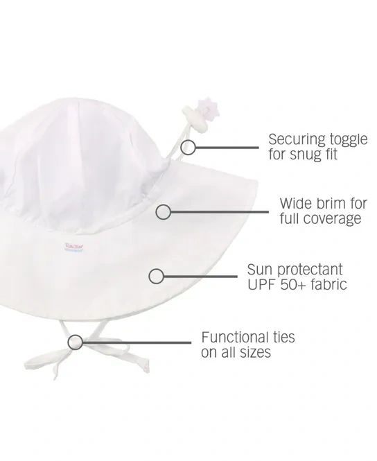 Kids Sun Protective Hat - White UPF 50+: 6-12M, 12-24M, 2T-4T