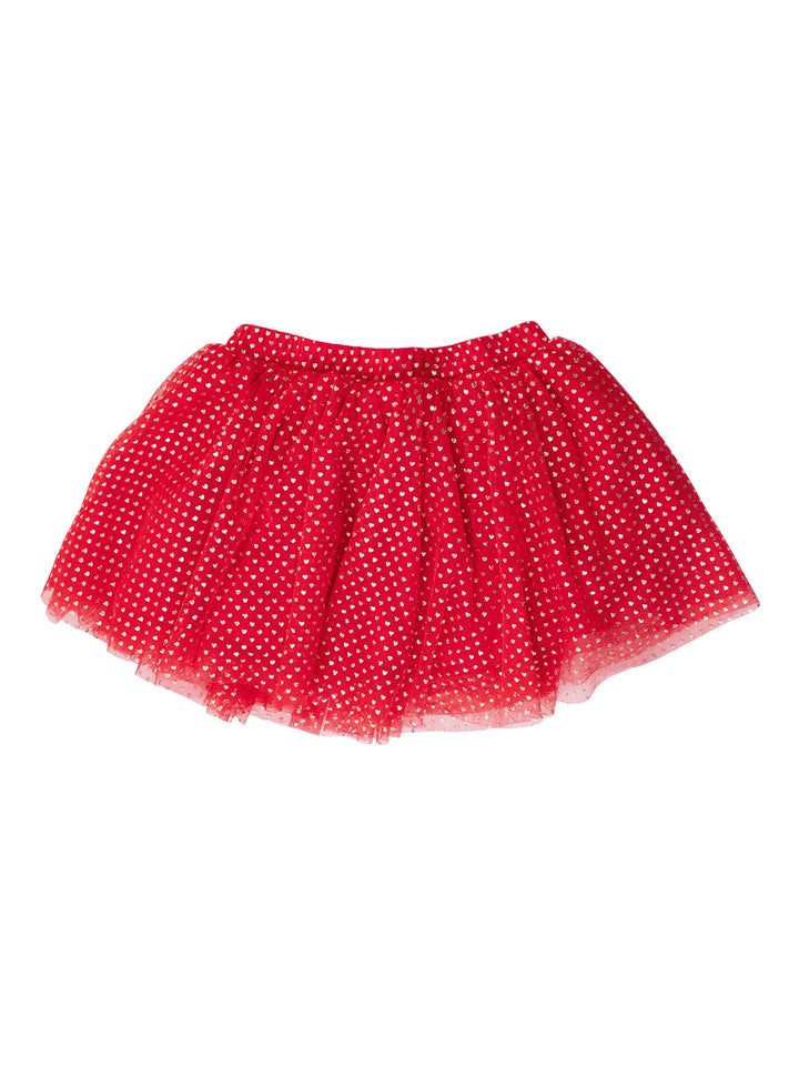 Girls Heart Of Gold Tulle Skirt with Shiny Foil Accents