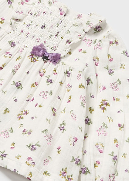 Orchid Floral Gauze Girls Blouse: 9M, 12M