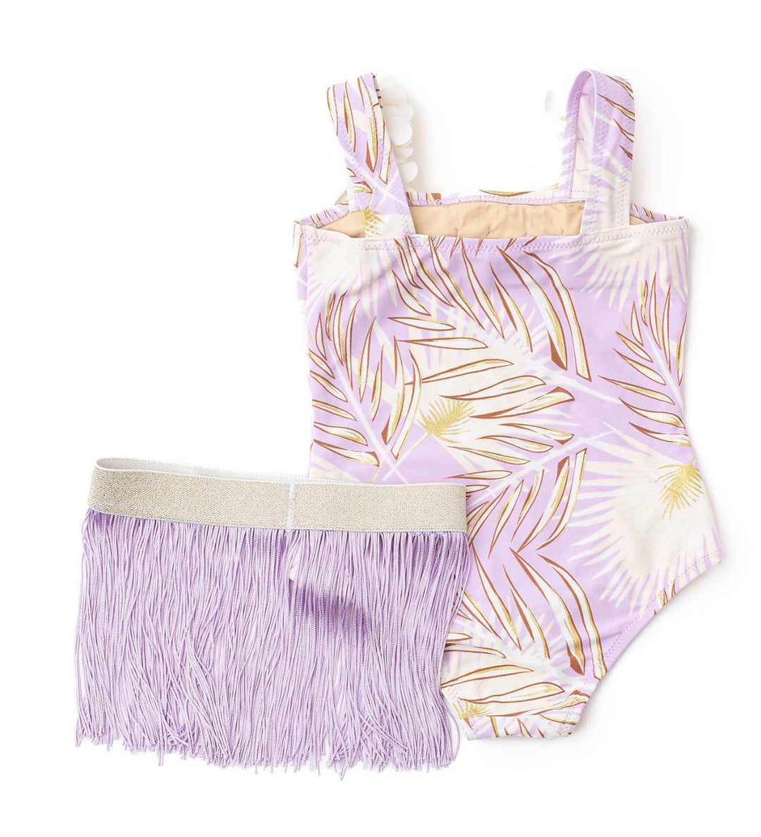 Purple Tropical Swimsuit w/ Metallic Hula