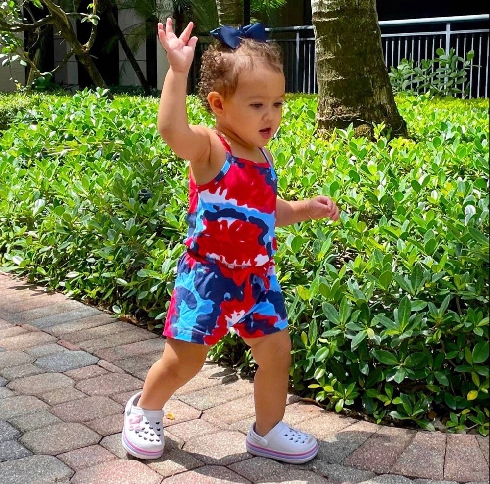 Tie Dyed Patriotic Romper: 4/5,6/6X,7/8,11/12