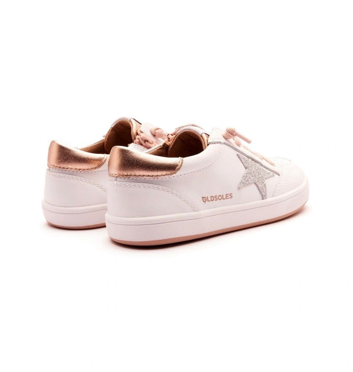 Oldsoles Girls Platinum Runner Star Tennis Shoes - SNOW / COPPER: 10, 13.5