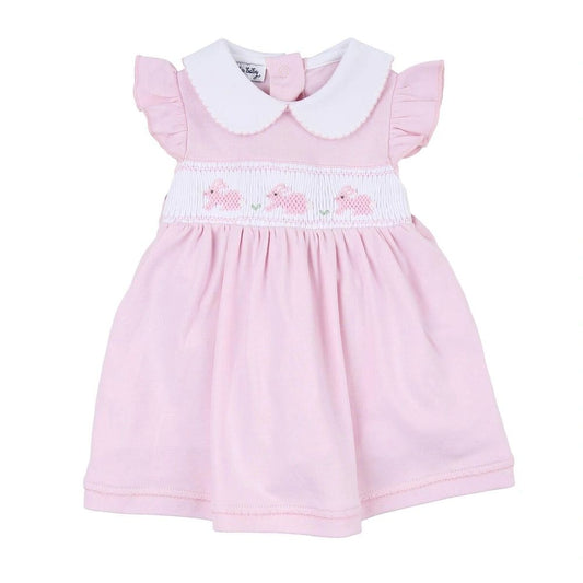 Pastel Easter Bunny Classics Pink Smocked Dress Set NB, 3M, 6M, 9M, 18M
