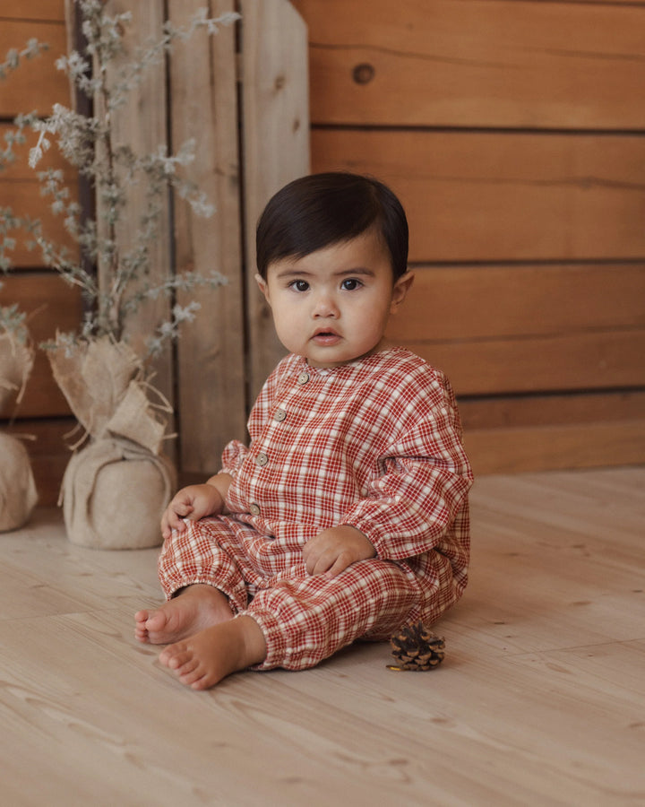 Relaxed Woven Jumpsuit | Woven Plaid