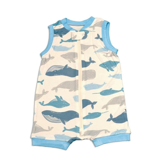 Whale of a Time Infant BAMBOO Sleeveless Romper: 12-18M
