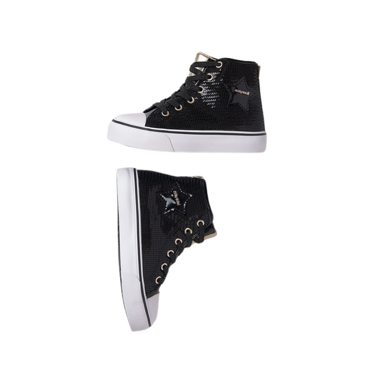 Black Platform Sequin High Tops