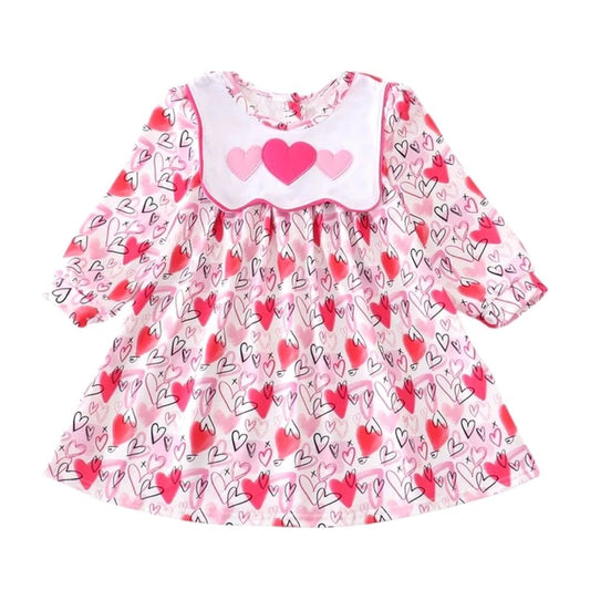 Pink Embroidered Hearts Valentine’s Girls Dress: 2,3,4,5
