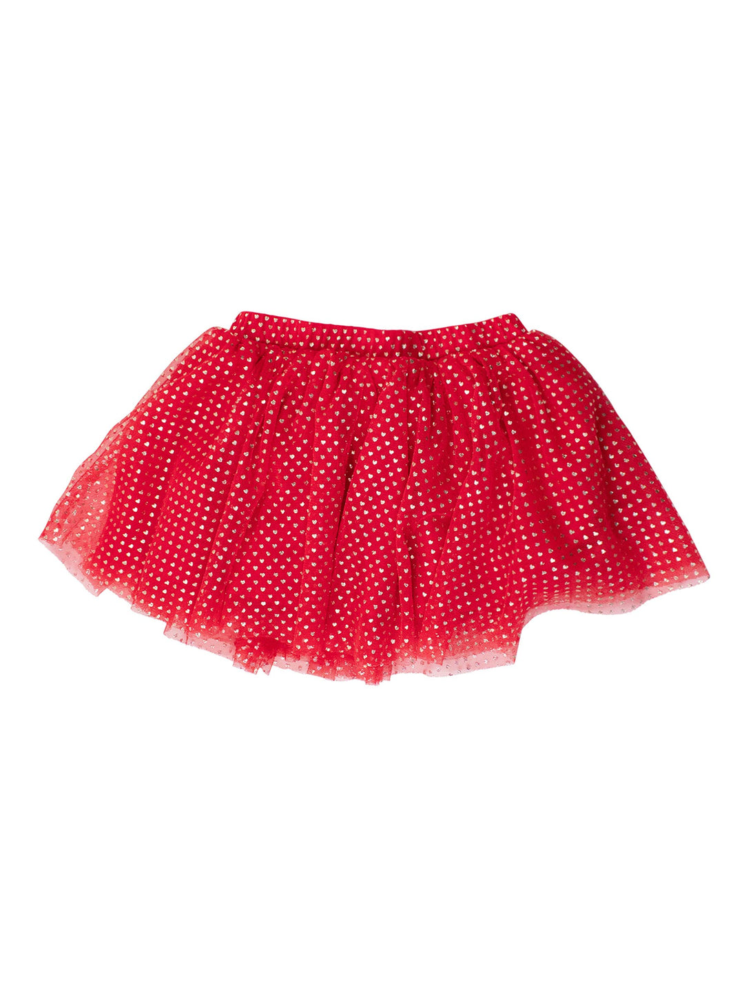 Girls Heart Of Gold Tulle Skirt with Shiny Foil Accents