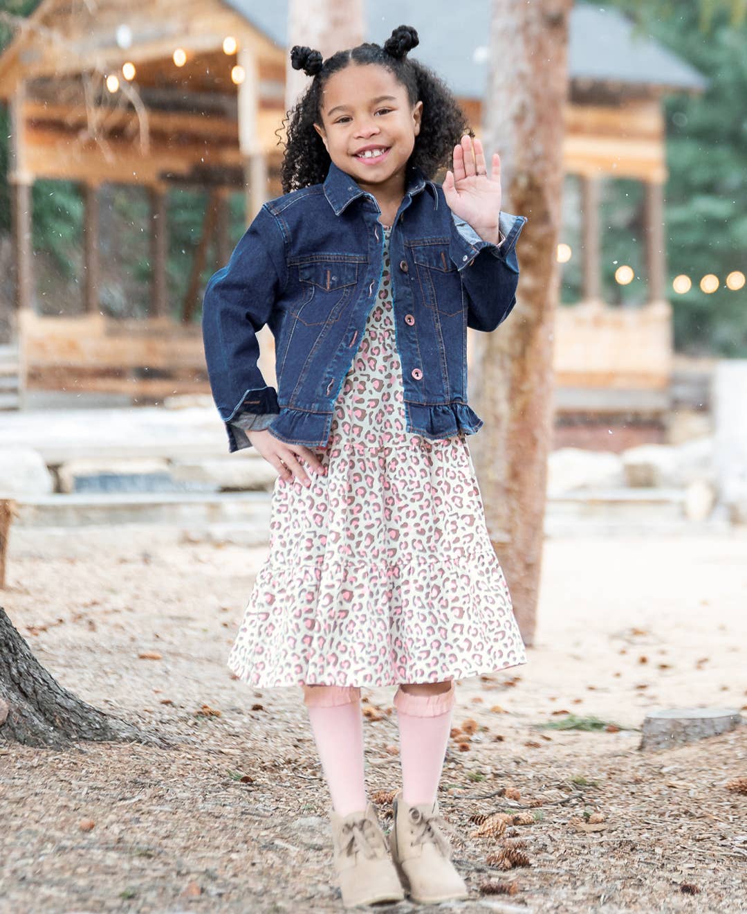 RuffleButts + RuggedButts - Girls Medium Wash Ruffle Denim Jacket