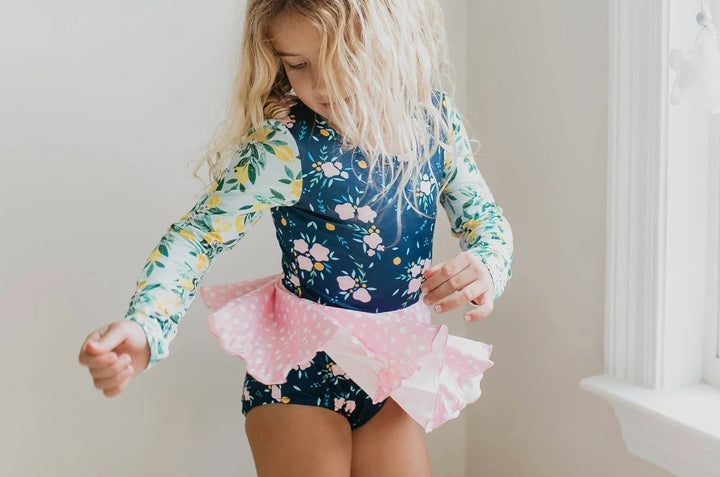 Navy Floral Lemon Leotard: 3,5,6