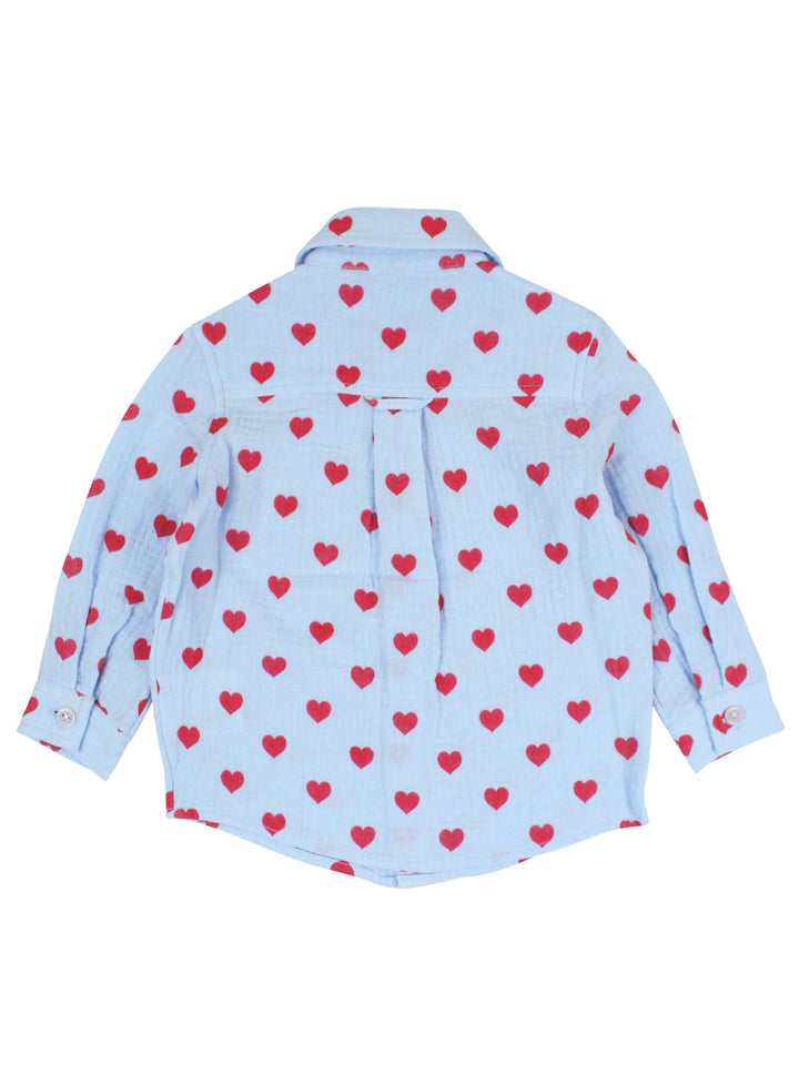 Boys Steal Your Heart Cotton Gauze Long Sleeve Button Down Shirt